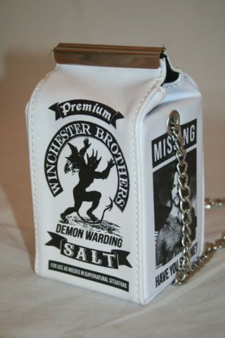 Supernatural Tv Series Winchester Brothers Demons Warding Salt Box Purse Euc