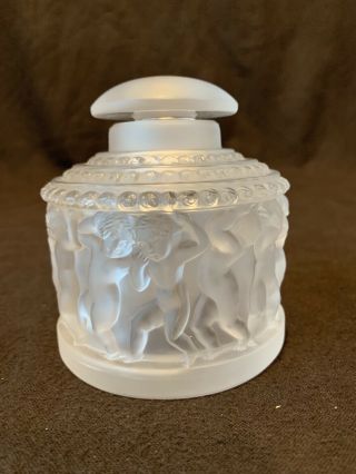 Lalique France Crystal Enfants Frosted Clear Glass Perfume Bottle with Stopper 2