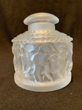 Lalique France Crystal Enfants Frosted Clear Glass Perfume Bottle with Stopper 3