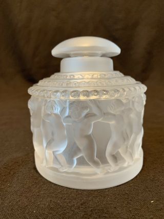 Lalique France Crystal Enfants Frosted Clear Glass Perfume Bottle with Stopper 4
