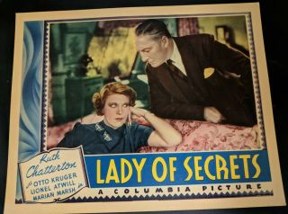 Lady Of Secrets 1936 Lobby Card Ruth Chatterton Lionel Atwill Vf/nm