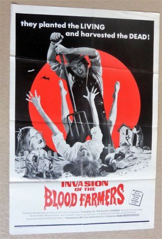 Invasion Of The Blood Farmers 27x41 Movie Poster 1972 Rare Tri Fold