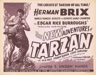 Adventures Of Tarzan Herman Brix Chapter 5 Vintage Serial Title Lobby Card