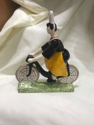 Vintage Hb Henriot Quimper Lady On Bike Figurine - Francois - Marie Caujan Limite