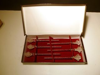 Vintage Lalique Crystal Roxane (1968 -) Set Of 6 Swizzle Sticks 5 "