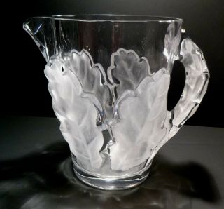 Vintage Lalique Crystal Chene (1950 -) Pitcher Made In France