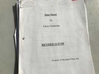 Rare Jane Street By Chris Chisholm Movie Script Revised Draft 1995 2