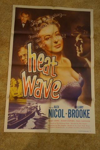 Heat Wave Hammer Sexy Art Bad Girl Hillary Brooke Film Noir One Sheet 1954