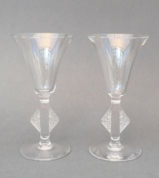 René Lalique " Saverne " Signed Art Deco Crystal Glasses 1920 - 1930 No Vase