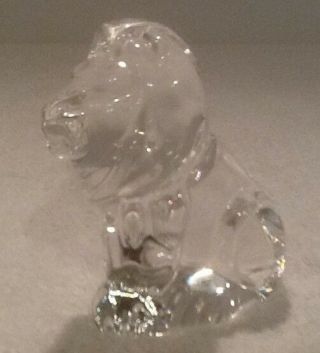 Rare Steuben Crystal Glass Lion Paperweight Hand Cooler Signed