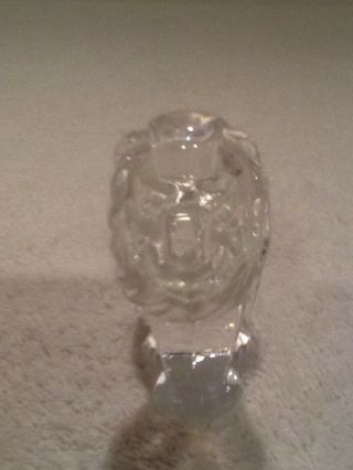 RARE STEUBEN Crystal Glass LION PAPERWEIGHT Hand Cooler SIGNED 3