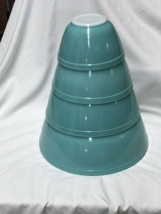 Vintage Pyrex Turquoise Mixing Bowl Set 401,  402,  403,  404