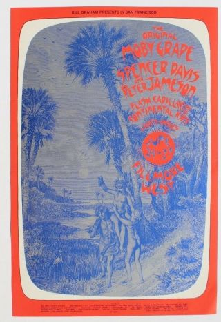 Vtg 1971 Moby Grape Spencer Davis & Peter Jameson Fillmore West Concert Poster