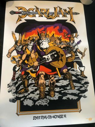 Pearl Jam Poster 2014 St Paul Ames Bros Show Edition Minnesota Vikings