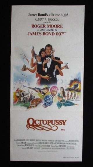 Octopussy 1983 Orig Australian Daybill Movie Poster Roger Moore James Bond 007