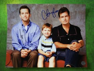Jon Cryer & Charlie Sheen Hand Signed 8x10 Photo Two & A Half Men