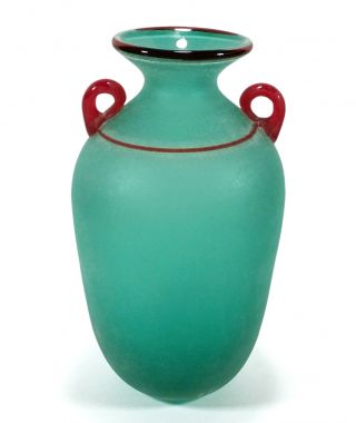 Colorful Franco Moretti Italian Murano Art Glass Handled Scavo Amphora Vase
