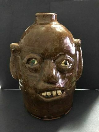 Reggie Meaders Face Jug Southern Folk Art Pottery Georgia