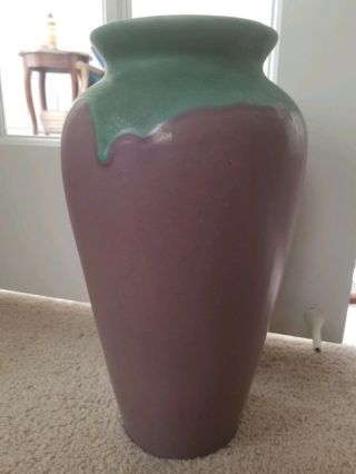 Big 14 " Tall Muncie Pottery Mission Arts,  Crafts Drip Glaze Lavender Vase