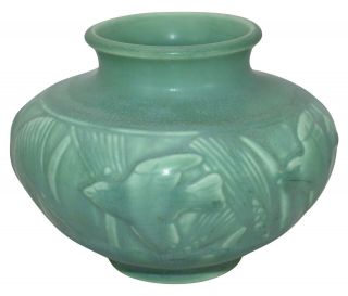 Rookwood Pottery 1935 Matte Green Flying Birds Ceramic Vase 6548