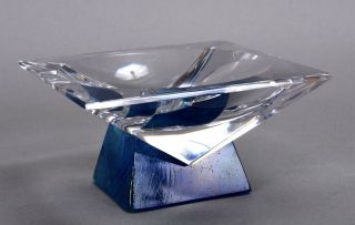 Daum Nancy France Modernist Geometric Deco Glass Ashtray