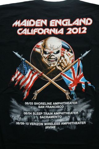 Iron Maiden 2012 Maiden England OFFICIAL California tour t shirt rare vintage XL 4