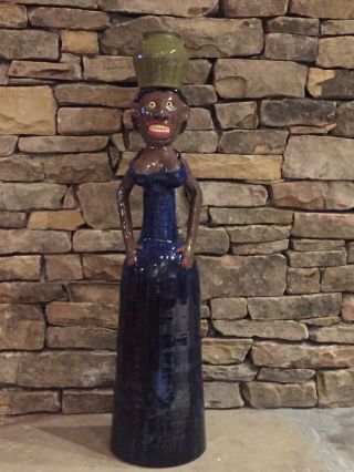 Xl Black Lady With Edgefield Jug Southern Folk Pottery By Marvin Bailey 28”