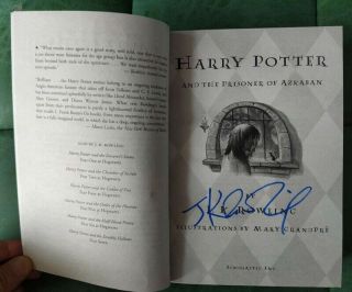 Hand Signed J.  K.  Rowling Autographed Harry Potter And The Prisoner Of Azkaban