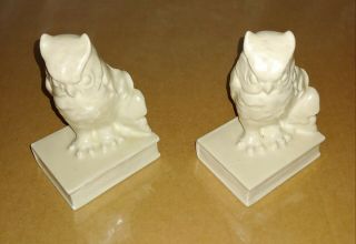 Rookwood pottery OWL BOOK ENDS or PAPER WEIGHTS 2655.  1946 2