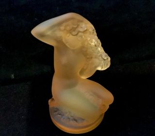 Lalique France Amber Crystal Figurine Floreal Nude Woman Kneeling