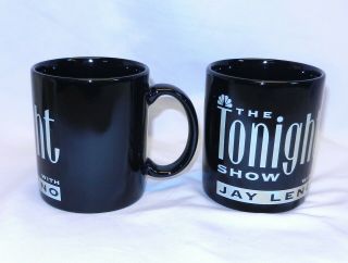 (2) Nbc The Tonight Show With Jay Leno Black Coffee Mugs Television S08