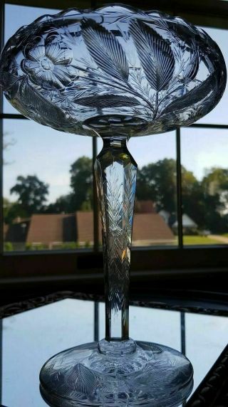 Signed Hawkes Gravic™ Rock Crystal Compote Stunning Blank And Engraving