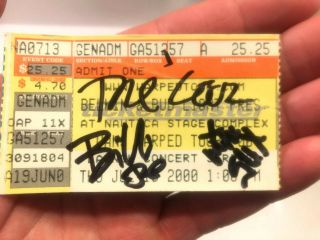 Green Day Autograph Billie Joe Armstrong Tre Cool Mike Dirnt Vans 2000 Ticket