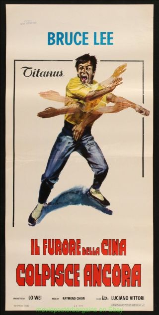 Fists Of Fury Movie Poster Italian Locandina Rolled Very Fine 1973 Bruce Lee