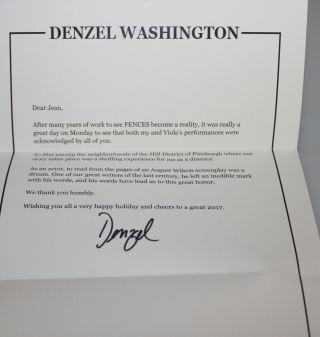 Denzel Washington Hand Signed Letter Card Thank You Autograph Fyc 17