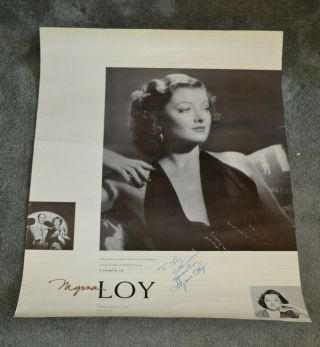 Vintage Myrna Loy Signed Poster Academy Motion Pictures Arts Sciences
