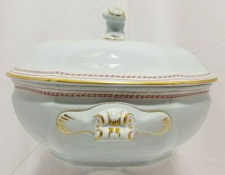 Spode Red Trade Winds Dual Sailing Ships of Salem Casserole W/Lid 5