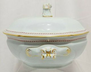 Spode Red Trade Winds Dual Sailing Ships of Salem Casserole W/Lid 6