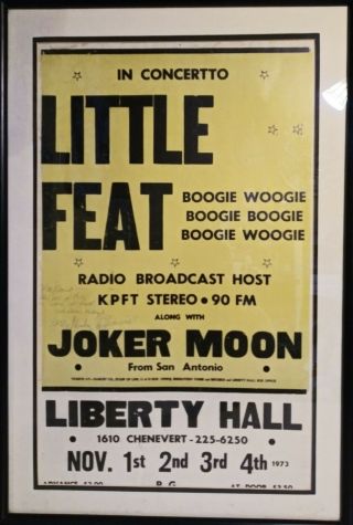 1973 Little Feat With Joker Moon From San Antonio Texas Signed Concert Poster