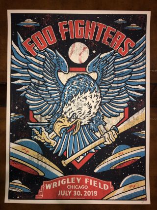 Foo Fighters Screen Print Poster Wrigley Field Chicago 2018 Gregg Gordon A/p