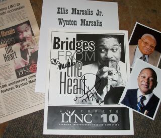 Ellis & Wynton Marsalis Autographed Program & Photos - Real Collectible