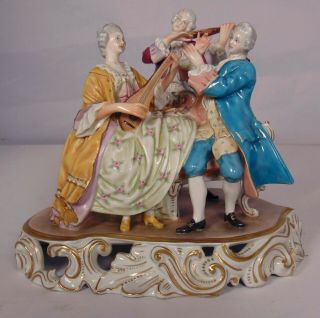 Fine Antique Ginori Capodimonte Porcelain Figural Group Dresden Style Musicians