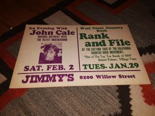 John Cale Velvet Underground 1985 Concert Poster Jimmy 