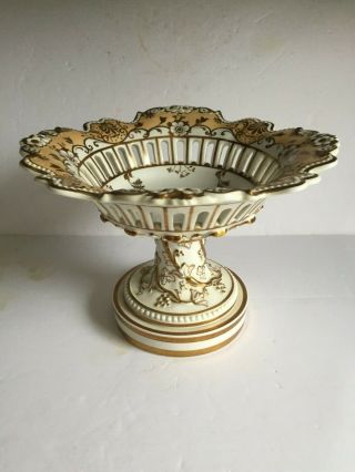 Antique English Rockingham Porcelain Footed Compote Fruit Basket C1840 7681
