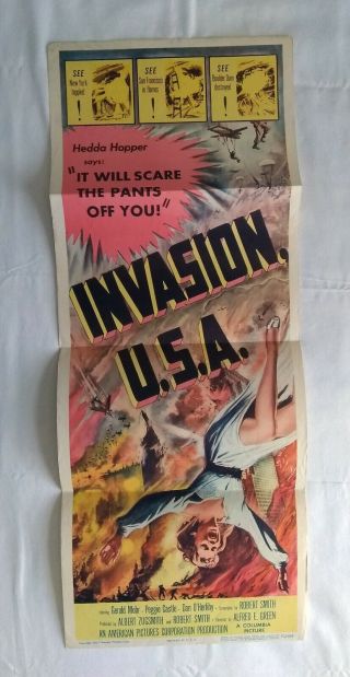 Invasion U.  S.  A.  Vintage Insert Poster 1952 Folded