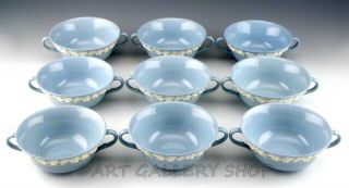Wedgwood Queensware Cream On Lavender Shell Cream Soup Bowls Cups Set Of 9