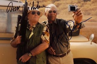 Jack Nicholson & Morgan Freeman Hand Signed 8.  25 X 5.  75 Photo With