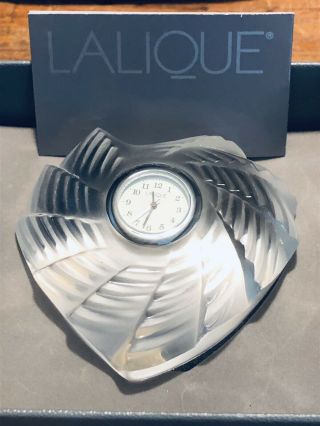 Lalique Crystal Signed Heart Shaped Desk Clock France