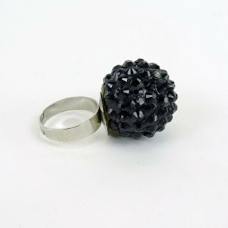 Miranda Lambert Unlabeled Silver W/ Black Glimmer Stone Adjustable Ring Sz 7.  5
