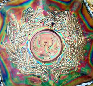 Australian Crown Crystal Shirke Thunderbird Carnival Glass Master Bowl Dark